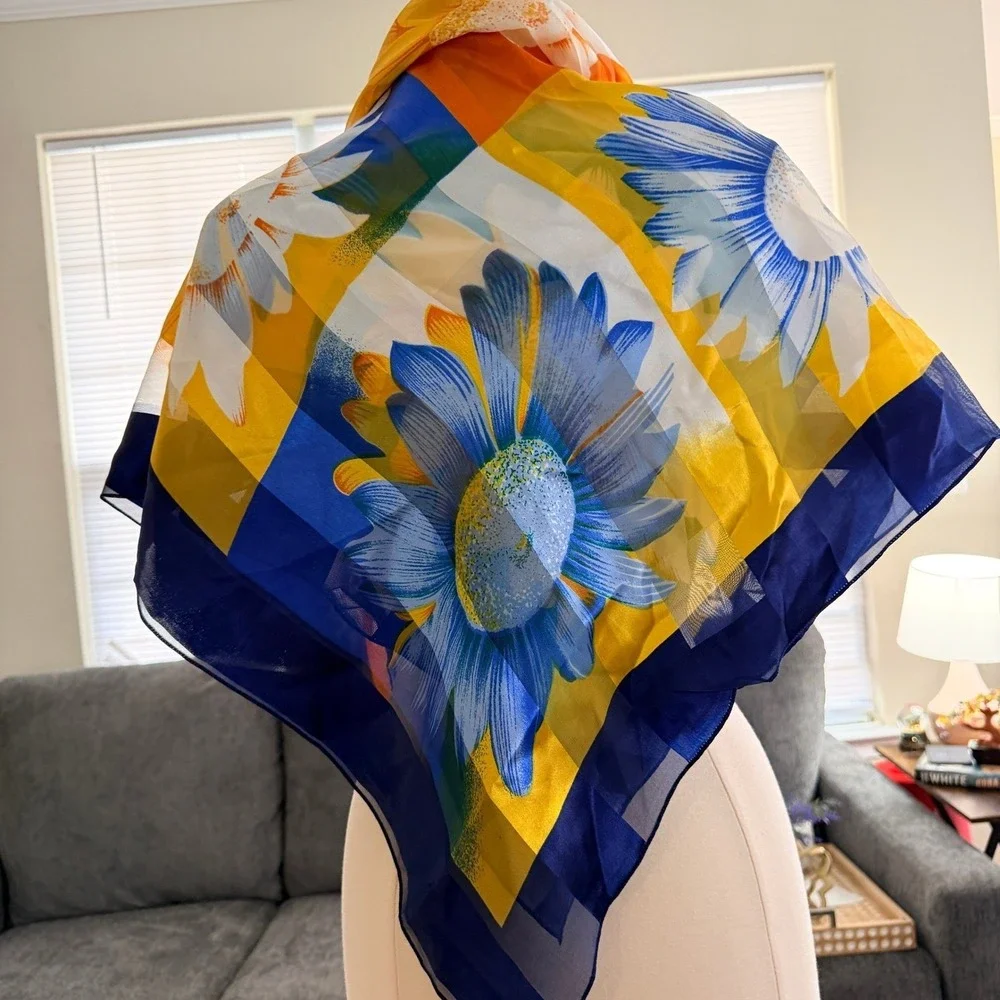 Sunflower‎ Floral Fashion Scarf Satin 3'x3'
